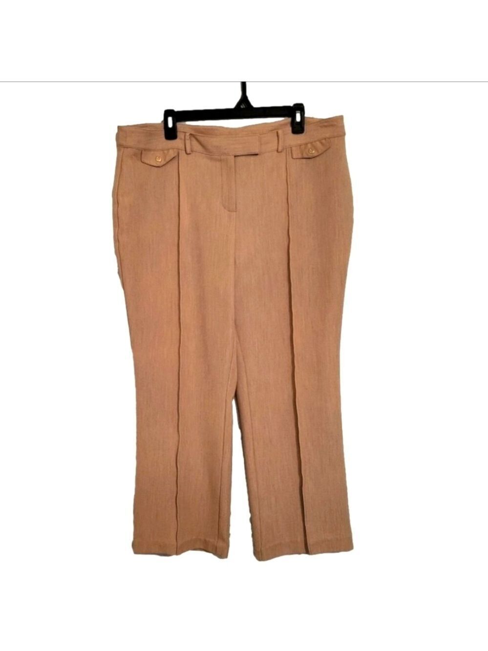 Anne Klein Tan Faux Front Flap Pockets Dress Pants
